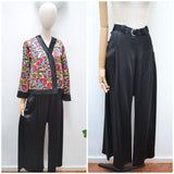 1920s Printed silk loungewear set - Large