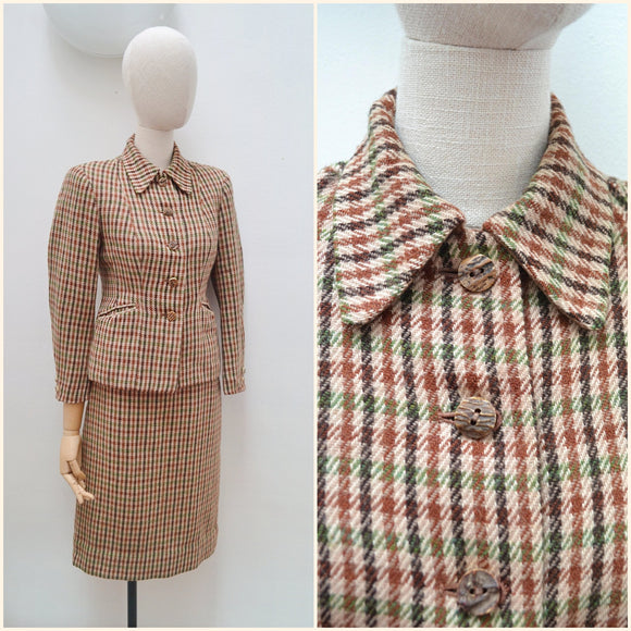 1930s Wool tweed tailored skirt suit - Extra small