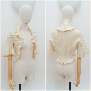 1930s Knitted bolero / bedjacket - Extra small