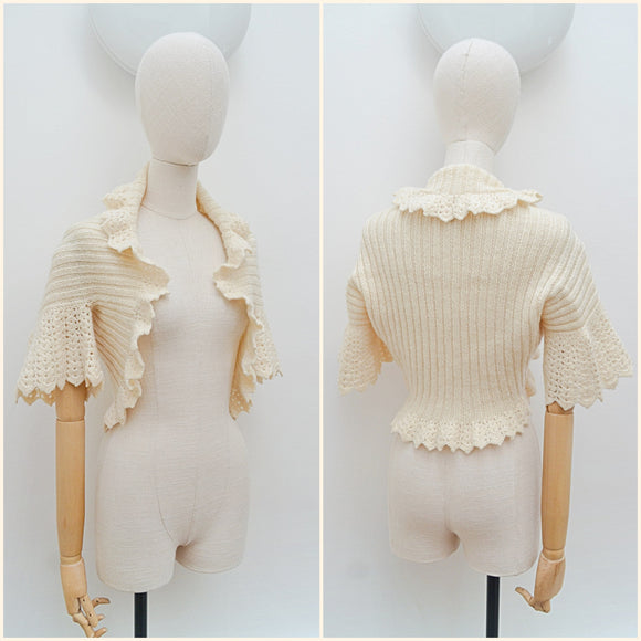 1930s Knitted bolero / bedjacket - Extra small