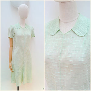 1930s Collared sheer day dress - Extra small