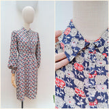 1930s Silk printed day dress - Extra small