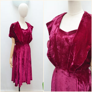 1930s Silk velvet evening dress - Small