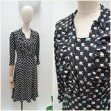 1940s Printed silk day dress - Small