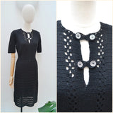 1940s Crocheted black dress - Medium Large