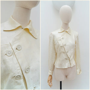 1940s Silk asymmetric fasten blouse - Extra small