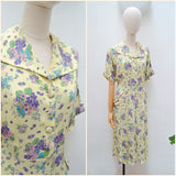 1940s Floral crepe day dress - Medium Large
