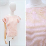 1940s Pink lamé stripe evening top - Extra small