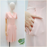 1940s Rayon dress with pockets - Extra small