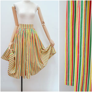1940s Stripe cotton full skirt - Extra small
