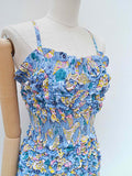 1940s Shirred cotton swimsuit - Extra small Small