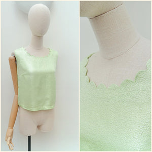 1960s Pastel green lurex evening top - Extra small Small