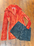 1970s Wide collar velour top - Extra small Small