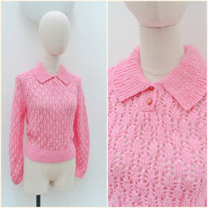 1980s Collared sweater top - Medium Large