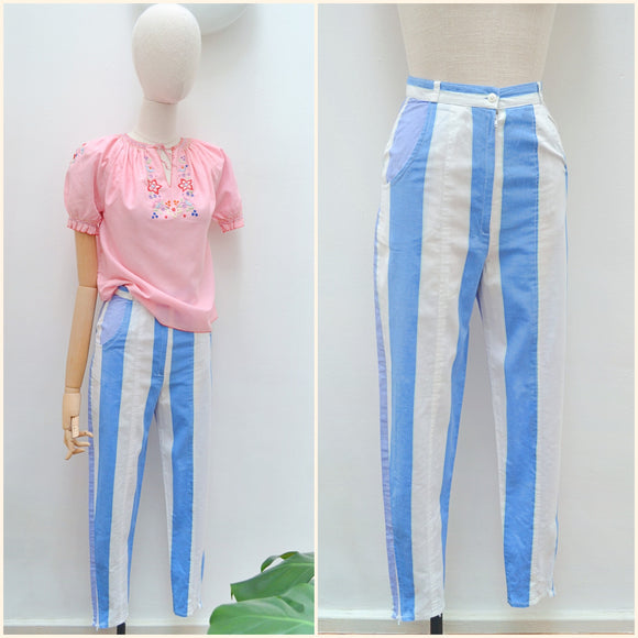 1980s Ankle zip cotton pants - Extra Small