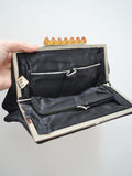 1940s Bakelite topped embroidered clutch bag