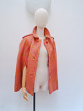 1960s Pink & green wool cape - Extra small