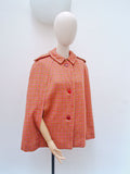 1960s Pink & green wool cape - Extra small