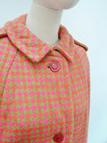 1960s Pink & green wool cape - Extra small