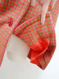 1960s Pink & green wool cape - Extra small