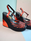 1970s Red & black platform wedges - 4
