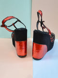 1970s Red & black platform wedges - 4