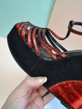 1970s Red & black platform wedges - 4