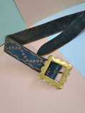 1970s Tooled leather belt - 26 to 31"