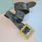 1970s Tooled leather belt - 26 to 31"