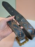 1970s Tooled leather belt - 26 to 31"