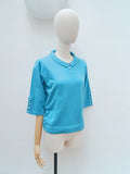 1970s Lambswool collared sweater top - Small