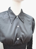 1970s Lantern sleeve shirred blouse - Extra small Small