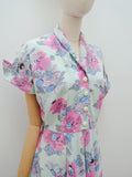 1940s 50s Seersucker dress - Small
