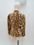 1970s Tie belt leopard plush jacket - Extra small Small