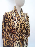 1970s Tie belt leopard plush jacket - Extra small Small