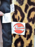 1970s Tie belt leopard plush jacket - Extra small Small