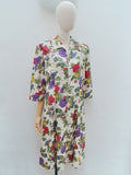 1940s Floral zip front dress - XL