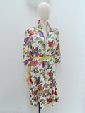 1940s Floral zip front dress - XL