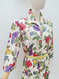 1940s Floral zip front dress - XL