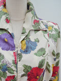 1940s Floral zip front dress - XL