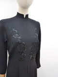 1940s Embroidered rayon dress - Extra small