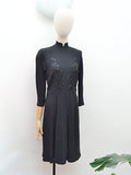 1940s Embroidered rayon dress - Extra small
