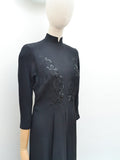 1940s Embroidered rayon dress - Extra small