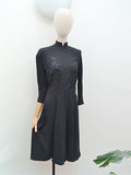 1940s Embroidered rayon dress - Extra small