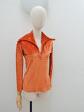 1970s Wide collar velour top - Extra small Small