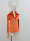 1970s Wide collar velour top - Extra small Small