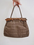 1940s Carved frame Italian linen Comolli handbag