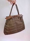 1940s Carved frame Italian linen Comolli handbag