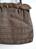1940s Carved frame Italian linen Comolli handbag