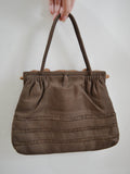 1940s Carved frame Italian linen Comolli handbag